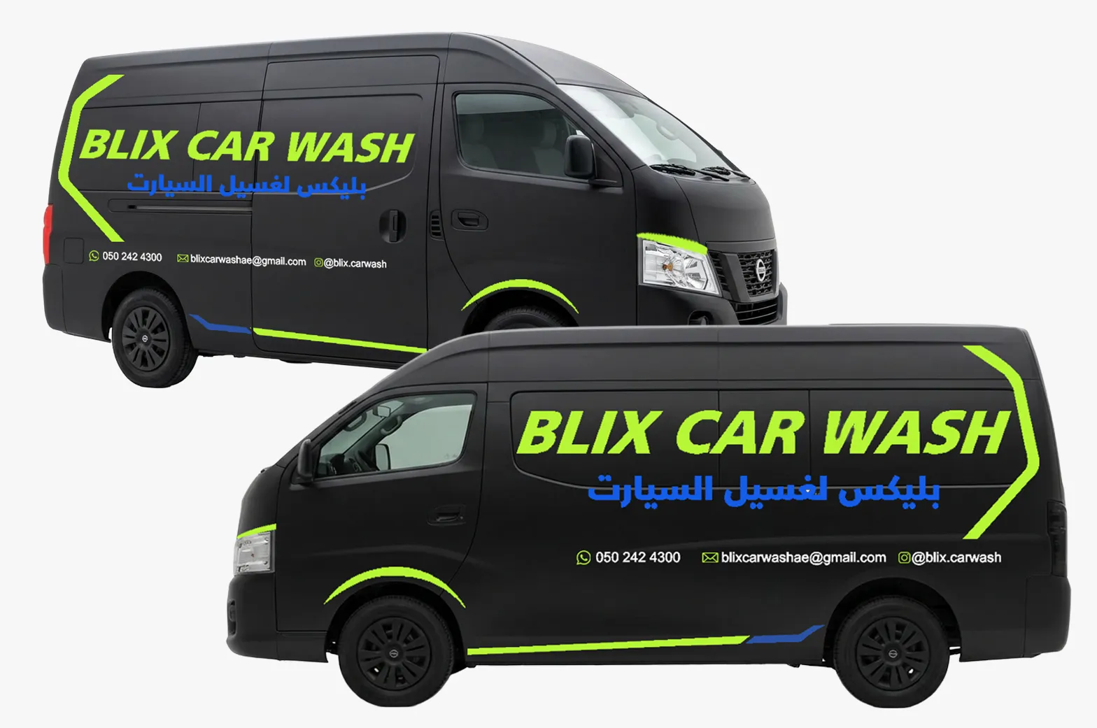 BLIX branded mobile car wash vans